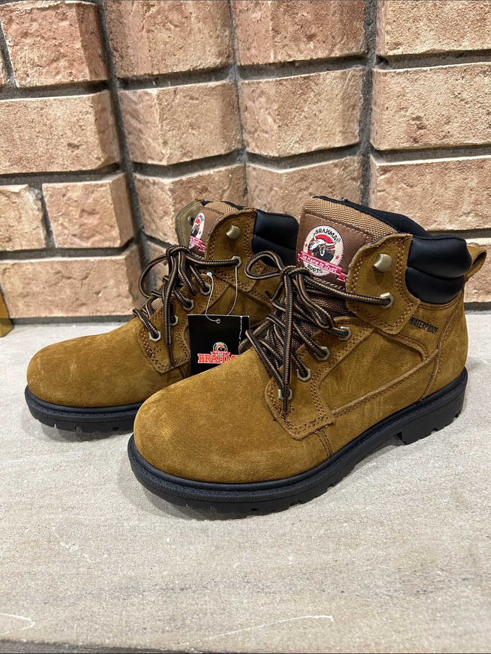 Brahma Mens 7.5 W Waterproof Leather Work Boots Brown Suede Soft Toe 544411 NWOB